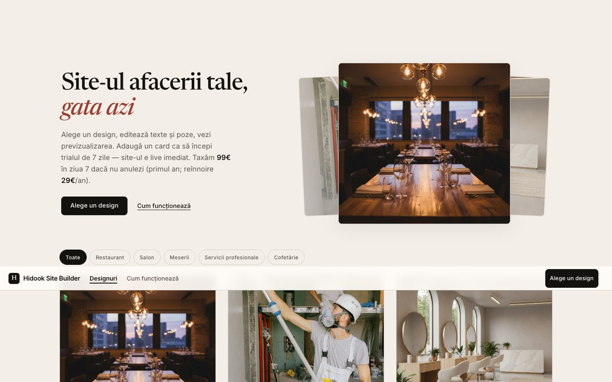 Catalogul de template-uri Hidook Site Builder